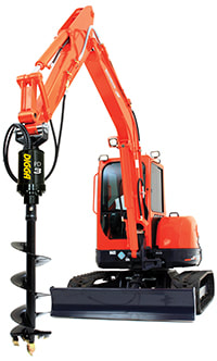 Digga auger package on a mini excavator